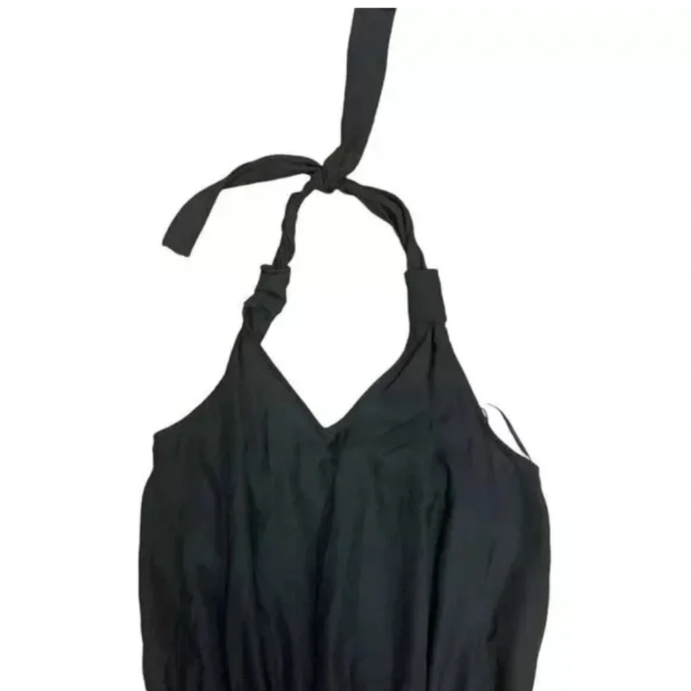 Dex Size X-Small Solid Black Halter Pants Jumpsuit sleeveless v-neck poc… - Picture 5 of 7